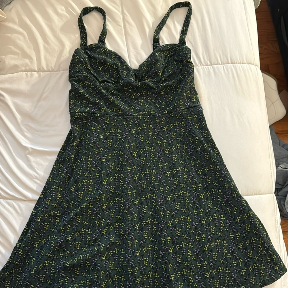 Green with pink and yellow flower babydoll dress